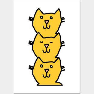 Minimal Yellow Cat Stack Posters and Art